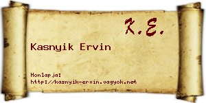 Kasnyik Ervin névjegykártya